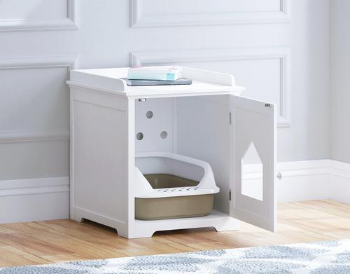 Show full view: Pawland Decorative Cat House & Litter Box Enclosure, White slide 2 of 9