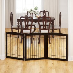 Pawland Freestanding Foldable Wire Dog Gate, Espresso, 3 Panel slide 2 of 5