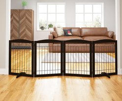 Pawland Freestanding Foldable Wire Dog Gate, Espresso, 4 Panel slide 2 of 7