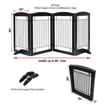 Show full view: Pawland Freestanding Foldable Wire Dog Gate, Espresso, 4 Panel slide 4 of 8
