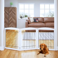 Pawland Freestanding Foldable Wire Dog Gate, White, 3 Panel