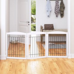 Pawland Freestanding Foldable Wire Dog Gate, White, 3 Panel slide 2 of 6