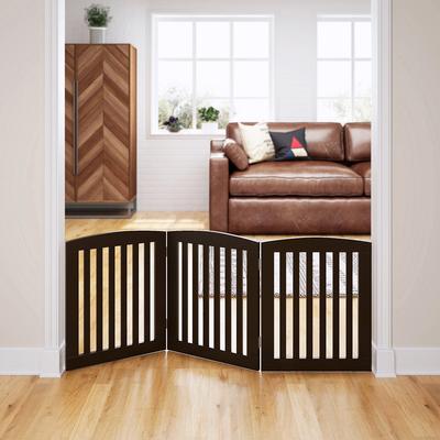 Show full view: Pawland Freestanding Foldable Wooden Dog Gate, Espresso, 3 Panel slide 4 of 8