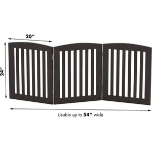 Pawland Freestanding Foldable Wooden Dog Gate, Espresso, 3 Panel