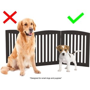 Pawland Freestanding Foldable Wooden Dog Gate, Espresso, 3 Panel