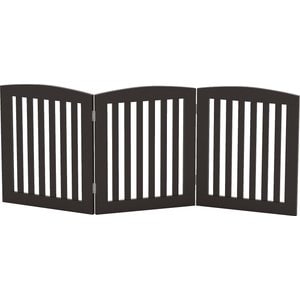 Pawland Freestanding Foldable Wooden Dog Gate, Espresso, 3 Panel