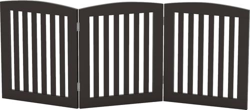 Show full view: Pawland Freestanding Foldable Wooden Dog Gate, Espresso, 3 Panel slide 7 of 8