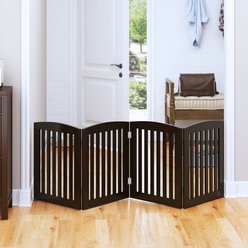 Pawland Freestanding Foldable Wooden Dog Gate, Espresso, 4 Panel slide 2 of 7