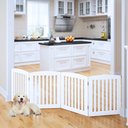 Pawland Freestanding Foldable Wooden Dog Gate, White, 4 Panel