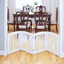 Pawland Freestanding Foldable Wooden Dog Gate, White, 4 Panel slide 2 of 7