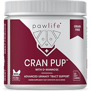 Pawlife Cran Pup Advanced Urinary Tract Support Chicken Flavor Soft Chews Dog Supplement, 120 count