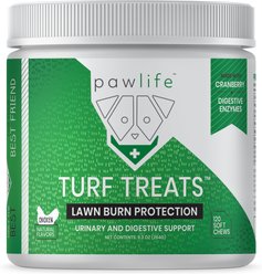 Pawlife Turf Treats Lawn Burn Protection Urinary & Digestive Support Chicken Flavor Soft Chews Dog Supplement, 120 count