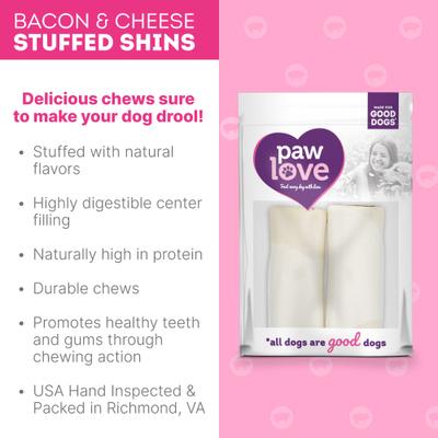 Show full view: PawLove 5.5-in Bacon Cheese Stuffed Shin Bone Dog Treat, 2 count slide 5 of 6