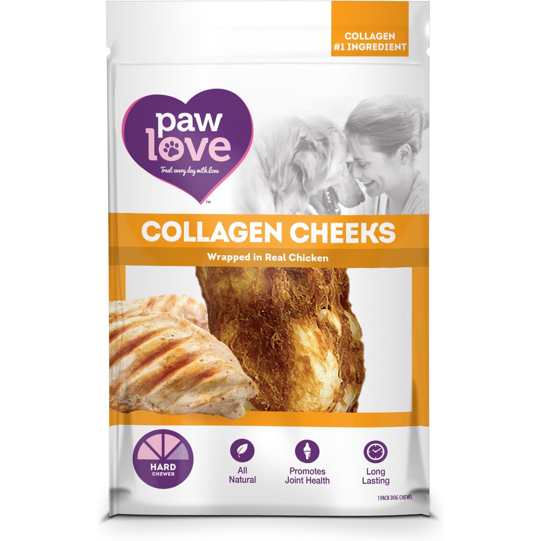 PawLove 5-in Chicken Wrapped Beef Collagen Cheeks Dog Treat