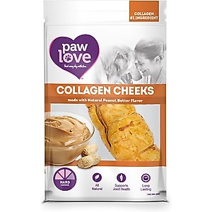 PawLove 5-in Peanut Butter Beef Collagen Cheeks Dog Treat