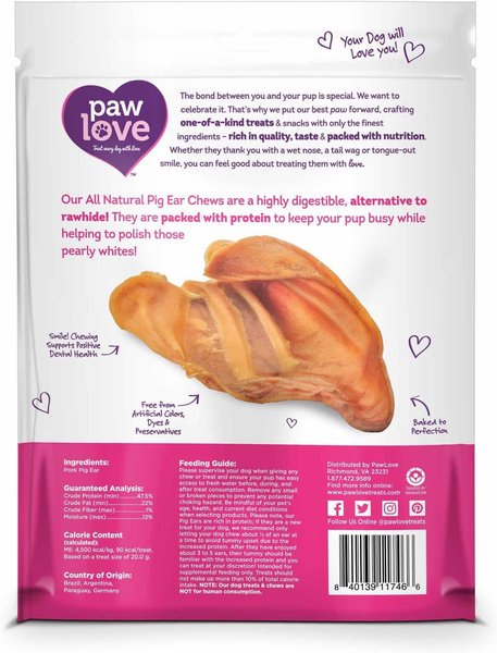PawLove 7-in Cow Ears Dog Treat, 2 count