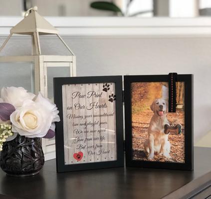 Show full view: Pawprints Remembered Memorial Picture Frame with Ribbon & Tag slide 6 of 7