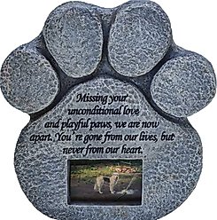 Pawprints Remembered Pet Memorial Stone with Picture Frame