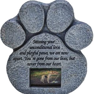 Pawprints Remembered Pet Memorial Stone with Picture Frame