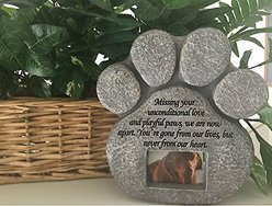 Pawprints Remembered Pet Memorial Stone with Picture Frame slide 2 of 6