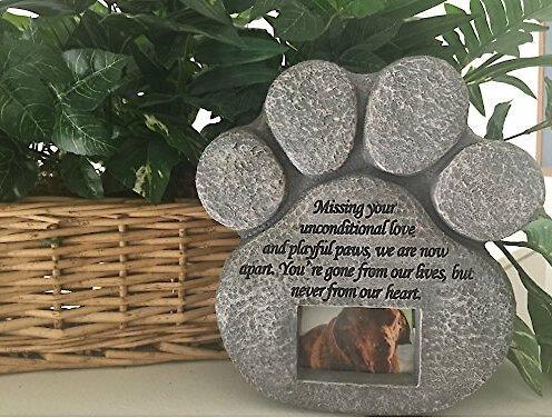 Show full view: Pawprints Remembered Pet Memorial Stone with Picture Frame slide 2 of 7