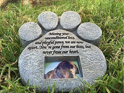 Show full view: Pawprints Remembered Pet Memorial Stone with Picture Frame slide 4 of 7