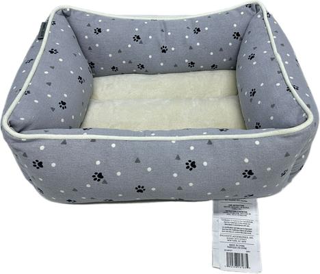 Show full view: Paws & Decor All Over Paws & Dots Printed Cuddler Bolster Dog & Cat Bed, Gray, Medium slide 2 of 8