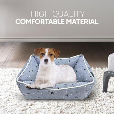 Show full view: Paws & Decor All Over Paws & Dots Printed Cuddler Bolster Dog & Cat Bed, Gray, Small slide 6 of 8