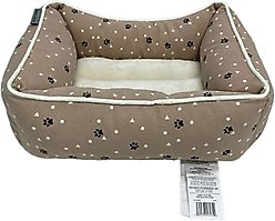 Paws & Decor All Over Paws & Dots Printed Cuddler Bolster Dog & Cat Bed, Taupe, Medium slide 2 of 7