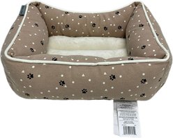 Paws & Decor All Over Paws & Dots Printed Cuddler Bolster Dog & Cat Bed, Taupe, Small slide 2 of 6