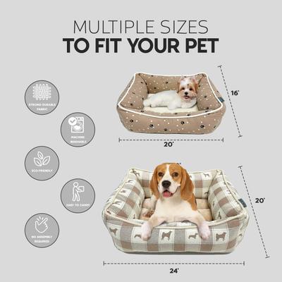 Show full view: Paws & Decor All Over Paws & Dots Printed Cuddler Bolster Dog & Cat Bed, Taupe, Small slide 4 of 8