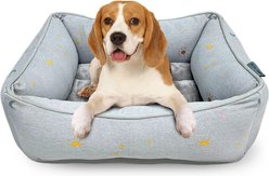 Paws & Decor Celestial Printed Cuddler Bolster Dog & Cat Bed, Gray, Medium