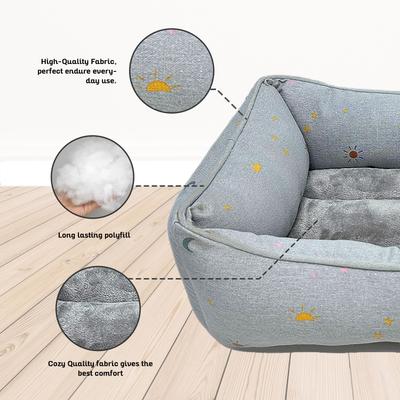 Show full view: Paws & Decor Celestial Printed Cuddler Bolster Dog & Cat Bed, Gray, Small slide 4 of 9