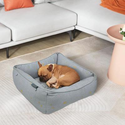 Show full view: Paws & Decor Celestial Printed Cuddler Bolster Dog & Cat Bed, Gray, Small slide 6 of 9