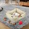 Show in main carousel: Paws & Decor Celestial Printed Cuddler Bolster Dog & Cat Bed, Tan, Medium slide 7 of 8