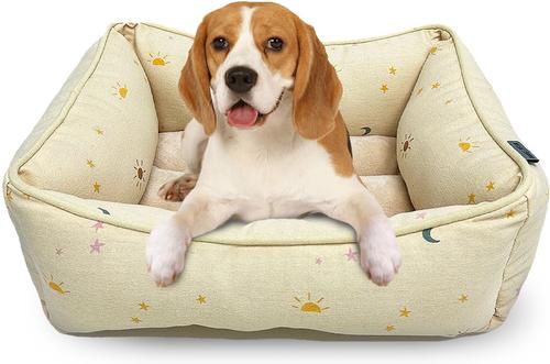 Show full view: Paws & Decor Celestial Printed Cuddler Bolster Dog & Cat Bed, Tan, Small slide 1 of 9