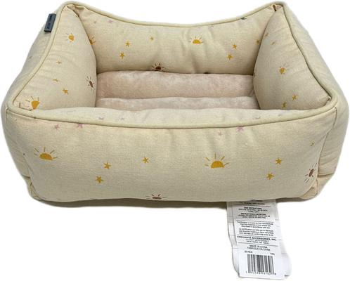Show full view: Paws & Decor Celestial Printed Cuddler Bolster Dog & Cat Bed, Tan, Small slide 2 of 9