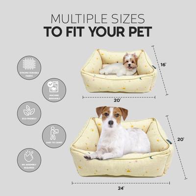 Show full view: Paws & Decor Celestial Printed Cuddler Bolster Dog & Cat Bed, Tan, Small slide 3 of 9