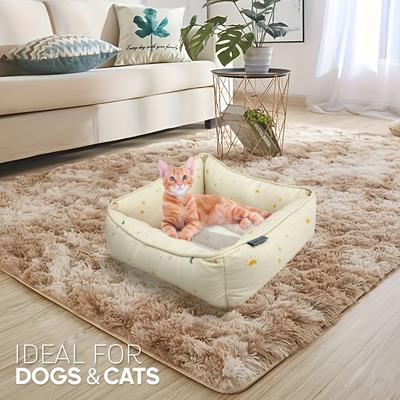 Show full view: Paws & Decor Celestial Printed Cuddler Bolster Dog & Cat Bed, Tan, Small slide 8 of 9