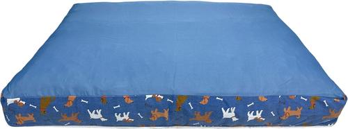 Show full view: Paws & Decor Dogs & Bones Printed Orthopedic Pillow Dog & Cat Bed with Removable Cover, Blue, Medium slide 2 of 10