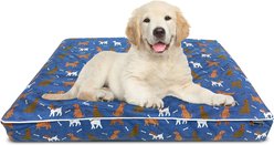 Paws & Decor Dogs & Bones Printed Orthopedic Pillow Dog & Cat Bed with Removable Cover, Blue, Small