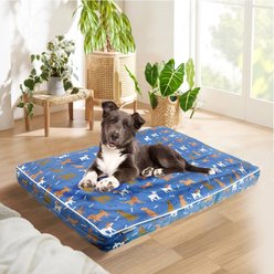 Paws & Decor Dogs & Bones Printed Orthopedic Pillow Dog & Cat Bed with Removable Cover, Blue, Small slide 2 of 8