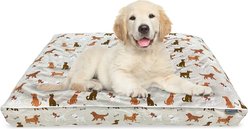 Paws & Decor Dogs & Bones Printed Orthopedic Pillow Dog & Cat Bed with Removable Cover, Tan, Medium slide 1 of 7