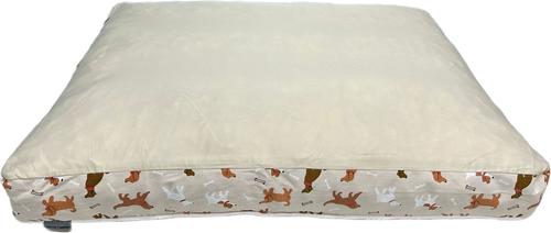 Show full view: Paws & Decor Dogs & Bones Printed Orthopedic Pillow Dog & Cat Bed with Removable Cover, Tan, Small slide 2 of 9