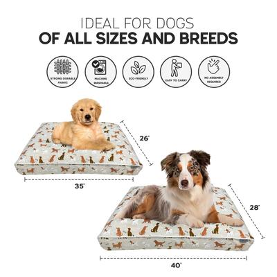 Show full view: Paws & Decor Dogs & Bones Printed Orthopedic Pillow Dog & Cat Bed with Removable Cover, Tan, Small slide 3 of 9