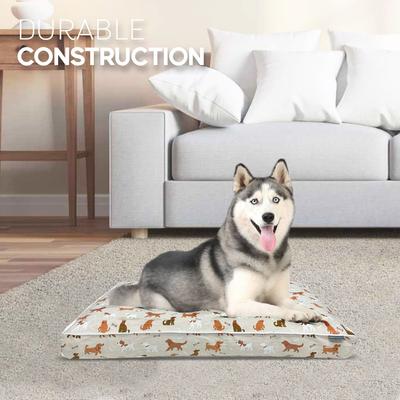 Show full view: Paws & Decor Dogs & Bones Printed Orthopedic Pillow Dog & Cat Bed with Removable Cover, Tan, Small slide 6 of 9