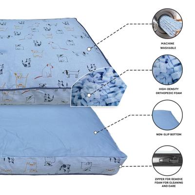 Show full view: Paws & Decor Orthopedic Dog & Cat Bed with Removable Cover, Blue, Medium slide 5 of 9
