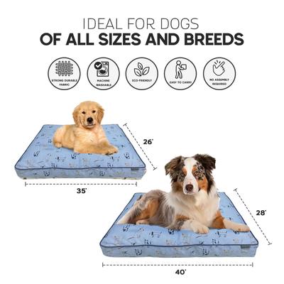Show full view: Paws & Decor Orthopedic Pillow Dog & Cat Bed with Removable Cover, Blue, Small slide 3 of 8