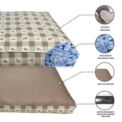 Show full view: Paws & Decor Plaid Comfort Pillow Dog & Cat Bed with Removable Cover, Taupe, Small slide 3 of 8