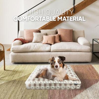 Show full view: Paws & Decor Plaid Comfort Pillow Dog & Cat Bed with Removable Cover, Taupe, Small slide 4 of 8